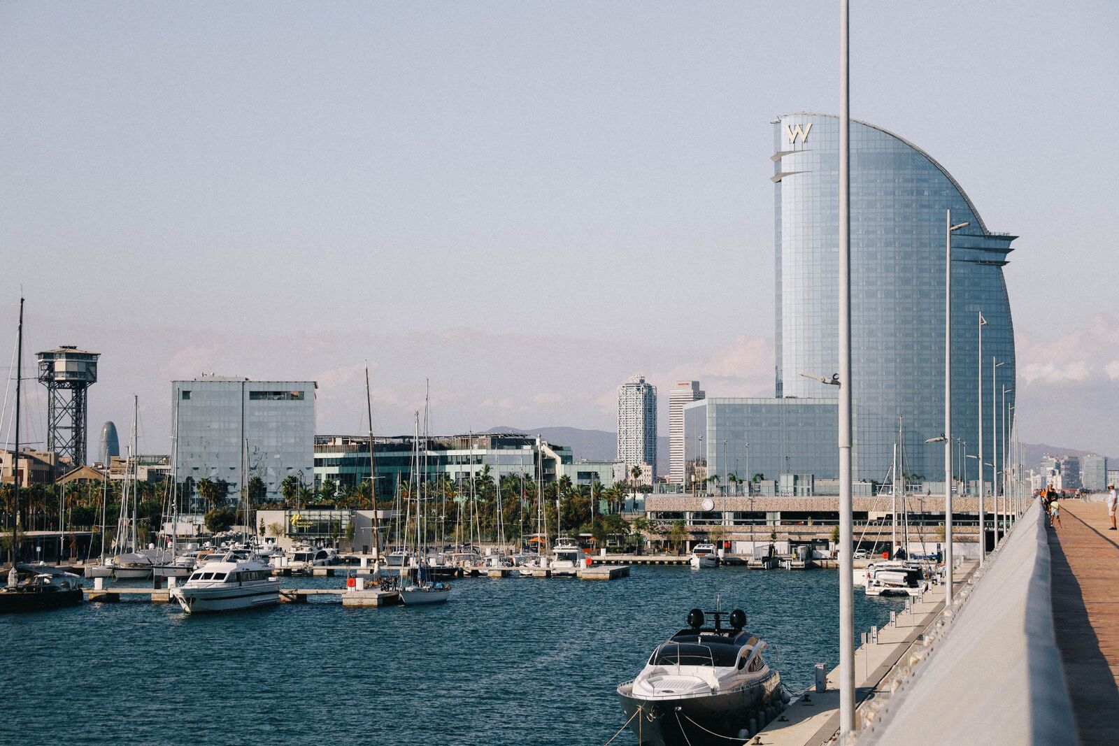 Barcelona marina and W Hotel on the waterfront