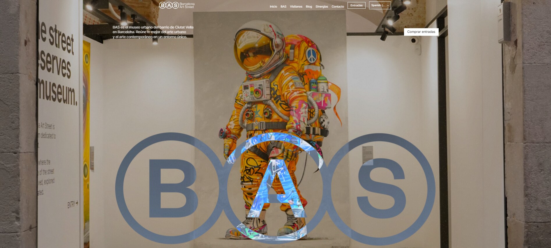 Astronauta de arte urbana MARK ROX em BAS Barcelona Art Street Museum