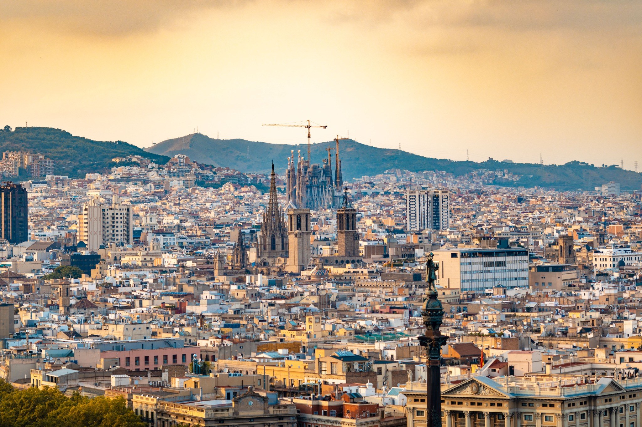Sagrada Família rising above the panoramic Barcelona cityscape