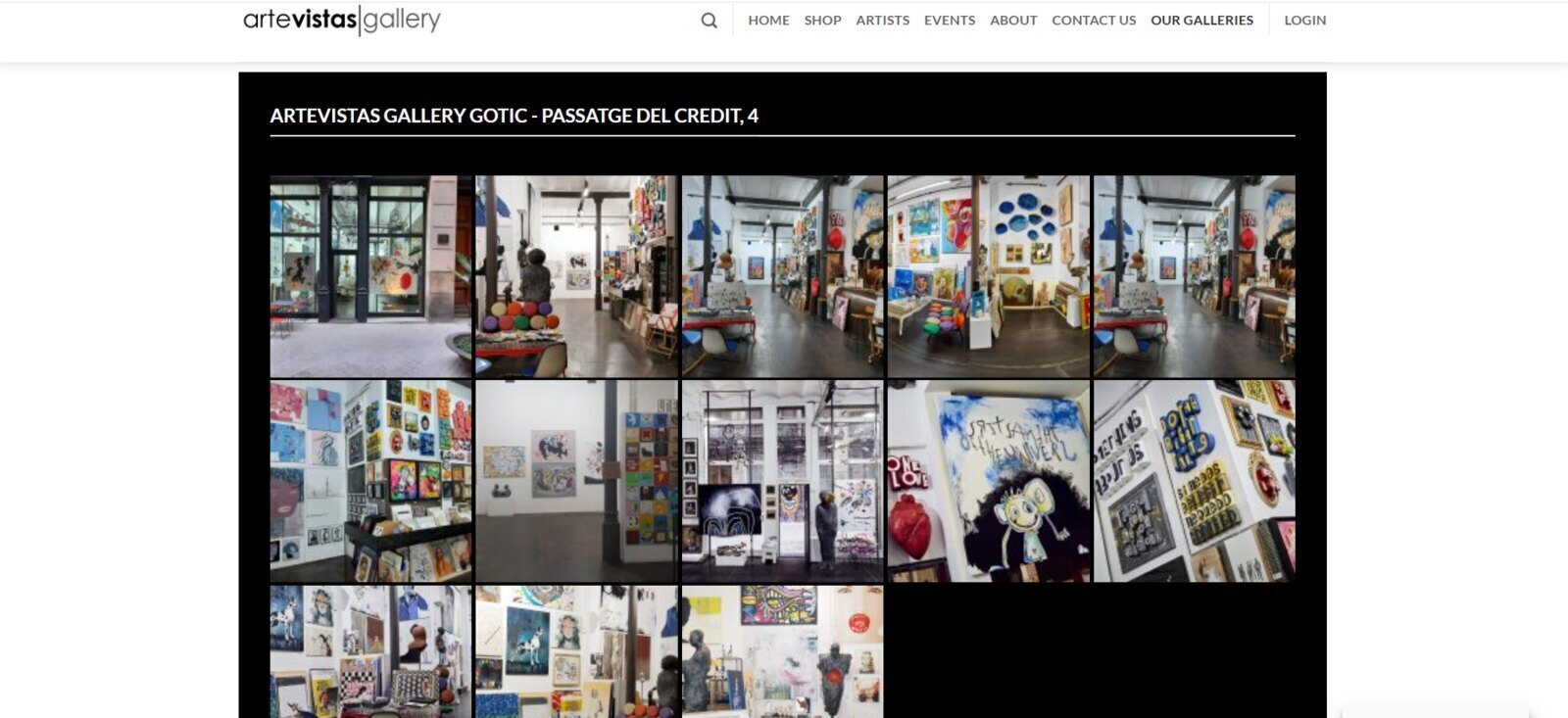Galeria de arte de rua Artevistas Gòtic em Passatge del Crèdit em Barcelona