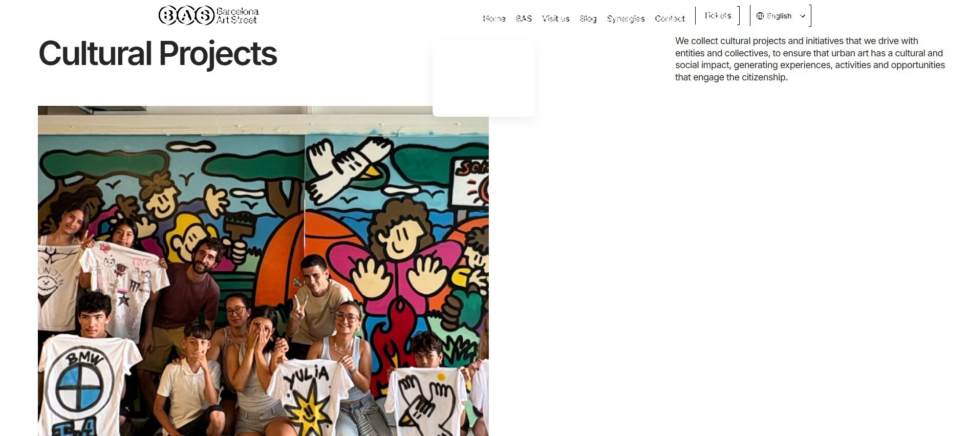 Projeto cultural BAS Barcelona com mural comunitário e oficina de arte urbana