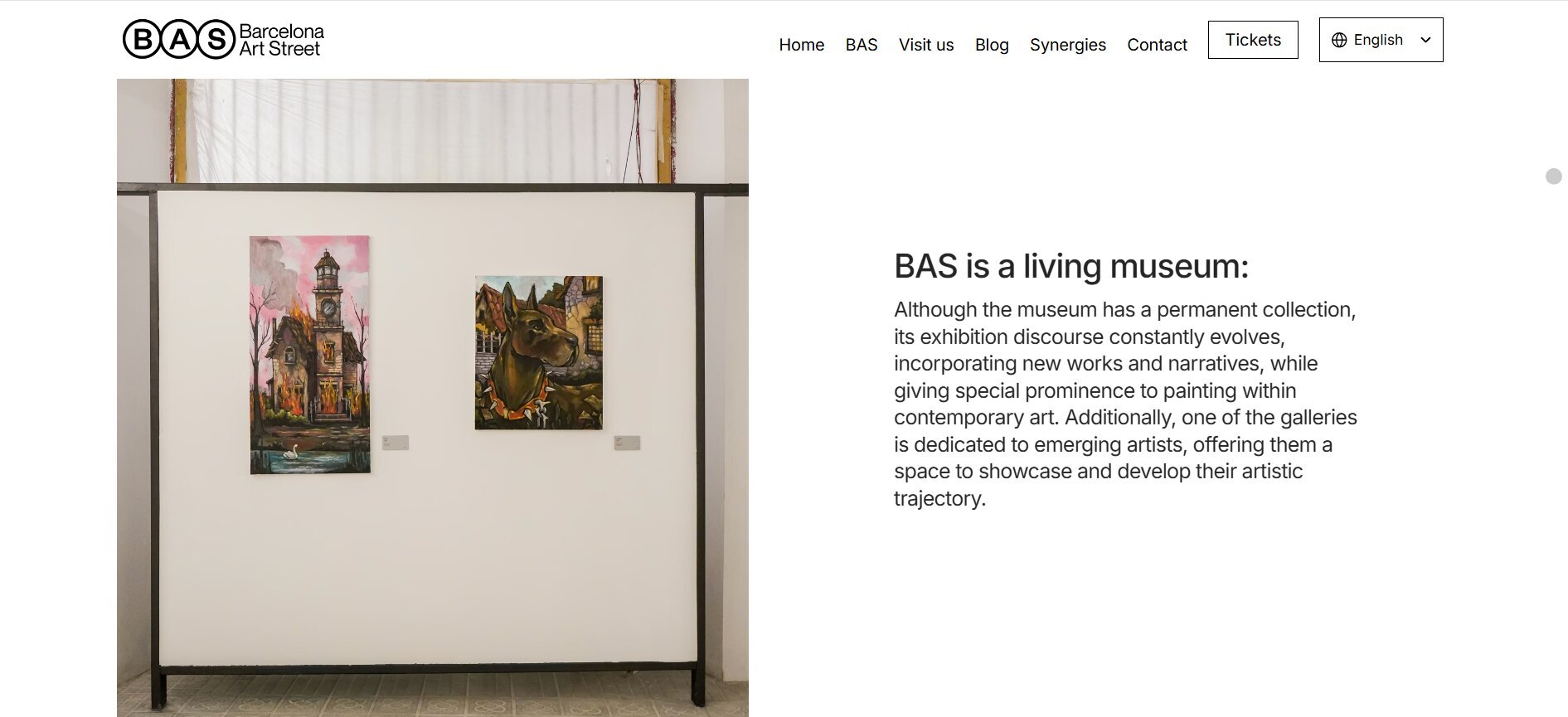 Exposição do museu vivo BAS apoiando artistas urbanos emergentes em Barcelona