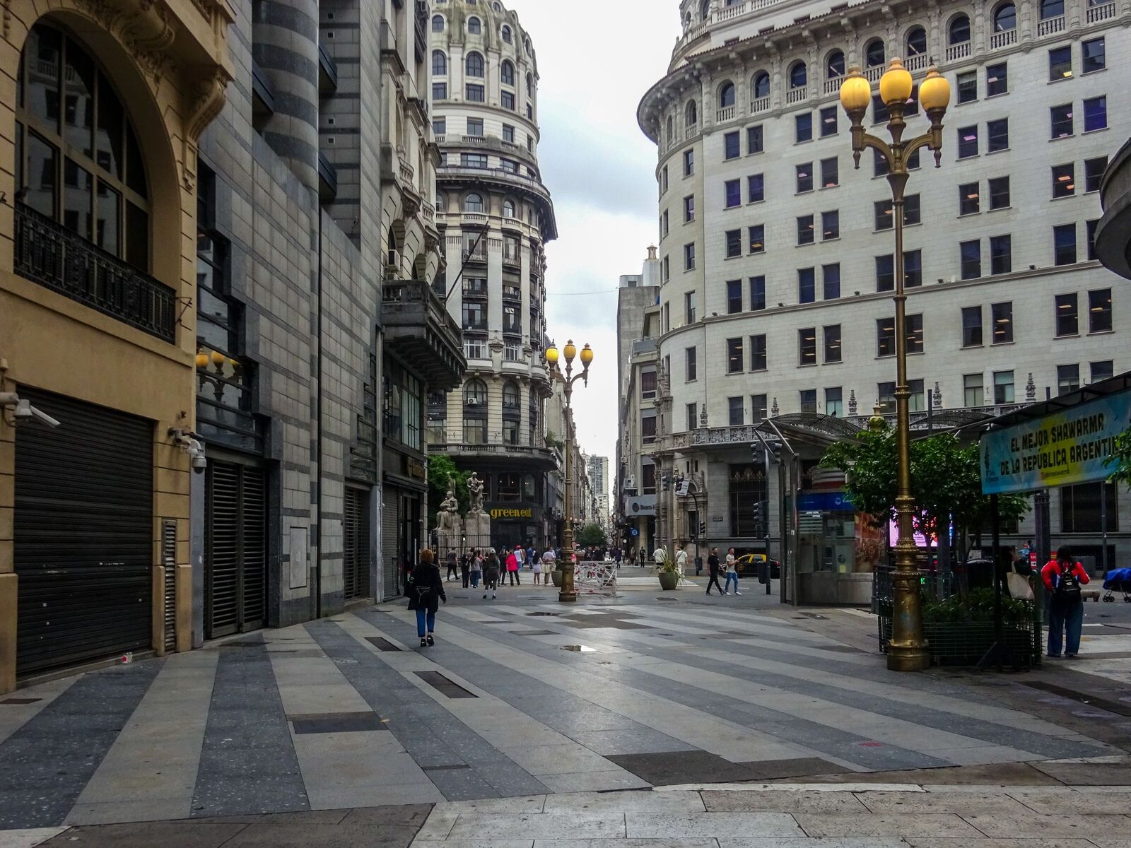 Historic buildings along a pedestrian street in Buenos Aires